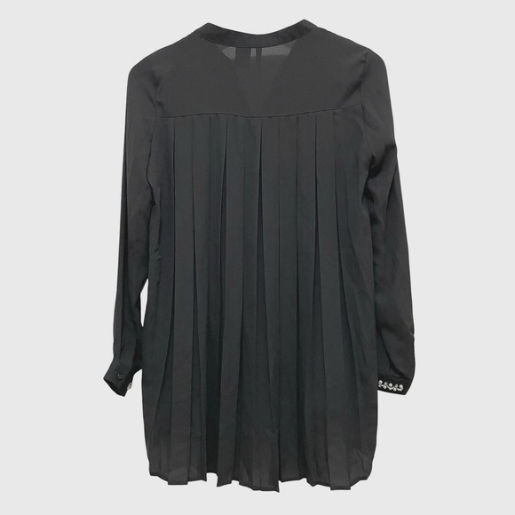 New Directions Button Up‎ Chiffon Shirt High Low Pleated Back Rhinestone Small - Picture 3 of 12